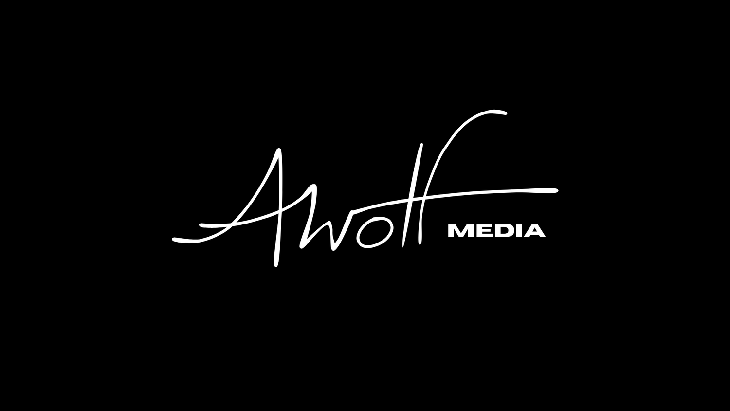 Awolf Media Logo, white on black