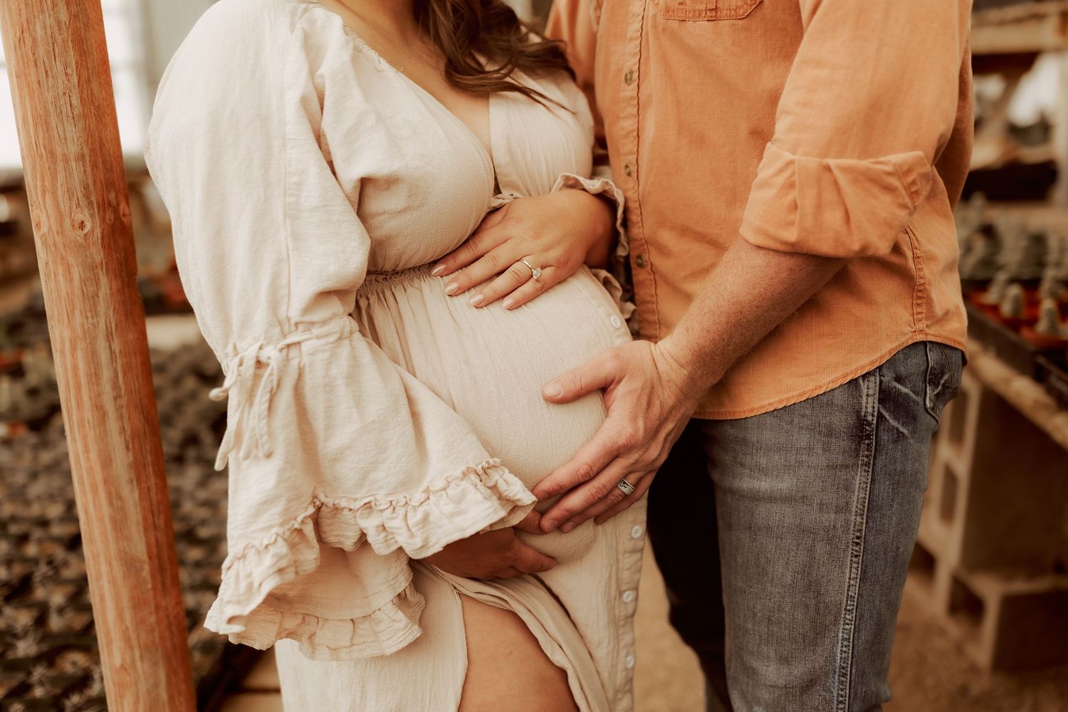 Mom and dad patiently waiting for the arrival of their baby.