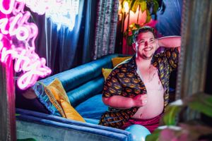Trans-affirming boudoir session showcasing love, laughter, and body positivity - Boudies by Katie May Clicks