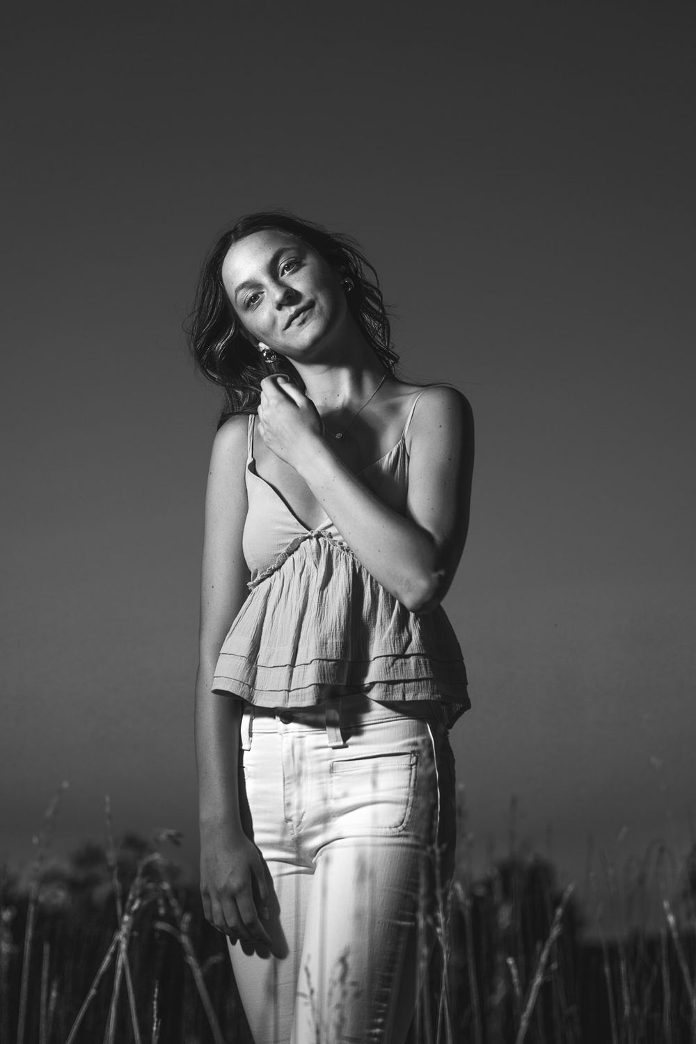 black and white photo of young woman