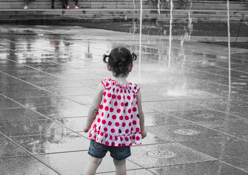 young girl at water park