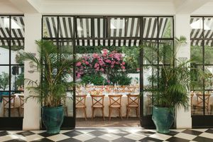 Al fresco wedding reception in the courtyard at La Cotte Franschhoek