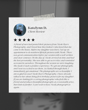 real reviews from new parents capturing newborn photos of their child with Nicole Byers photography