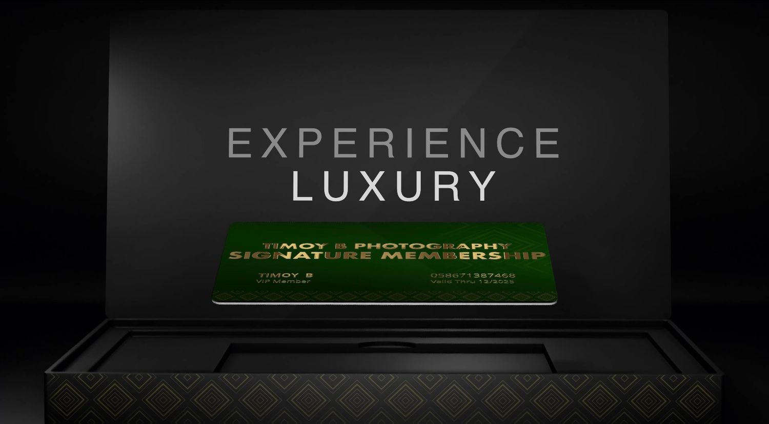 Experience Luxury membership card — premium brand imagery by Timoy B Photography.