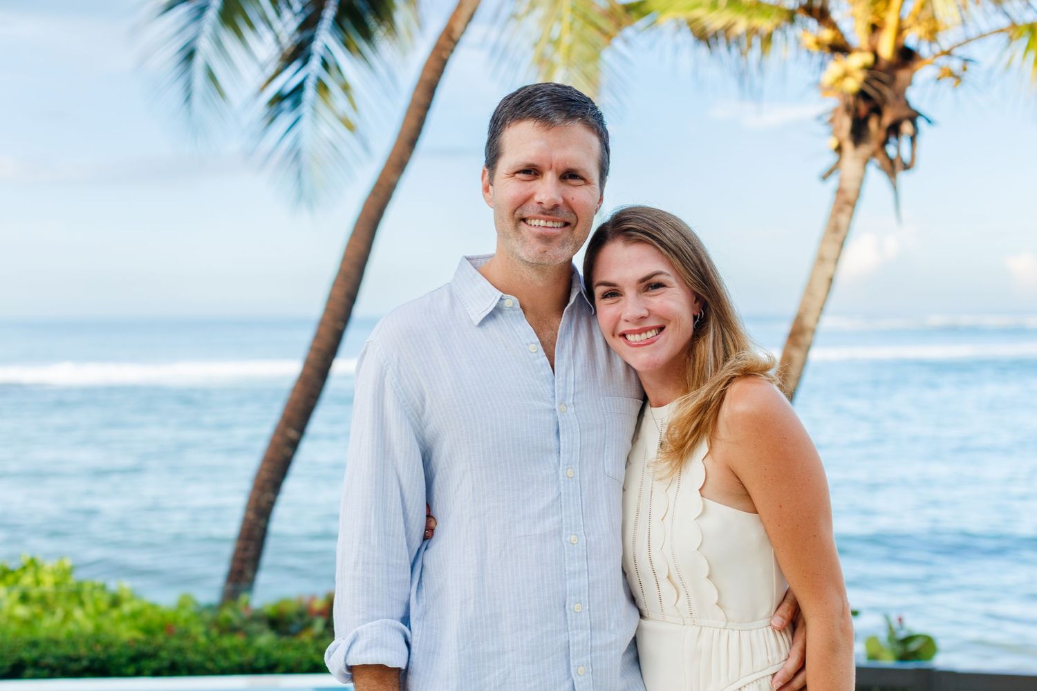 Couples portrait on the beach in Dorado, Puerto Rico.
