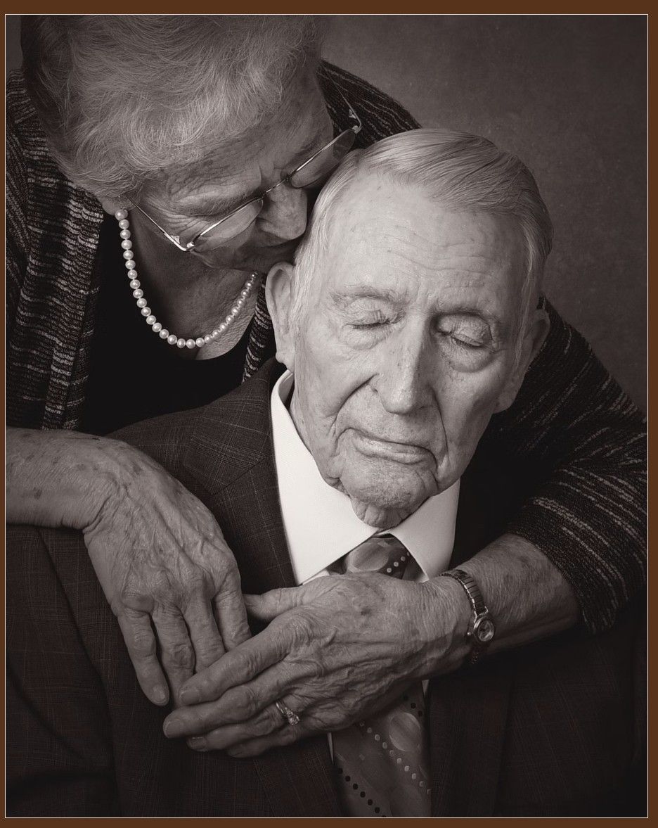 A striking black and white series of photographs showing an elderly hand providing comfort and touch.