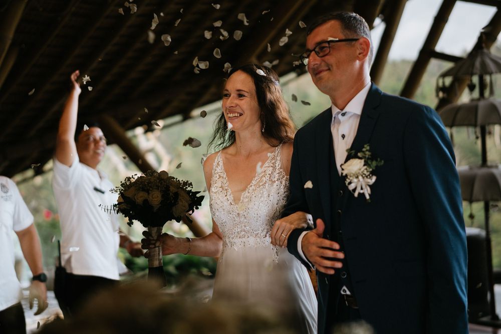 Candid wedding celebration moments captured during an intimate ceremony.