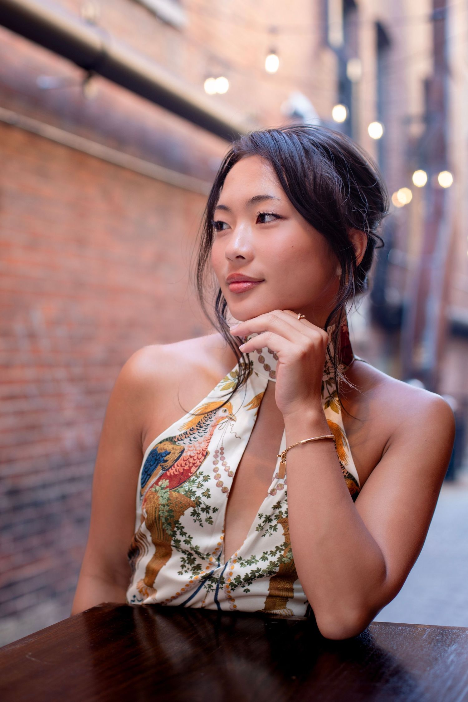 Covington urban editorial session featuring creative lighting, city streets, and professional senior portraits.