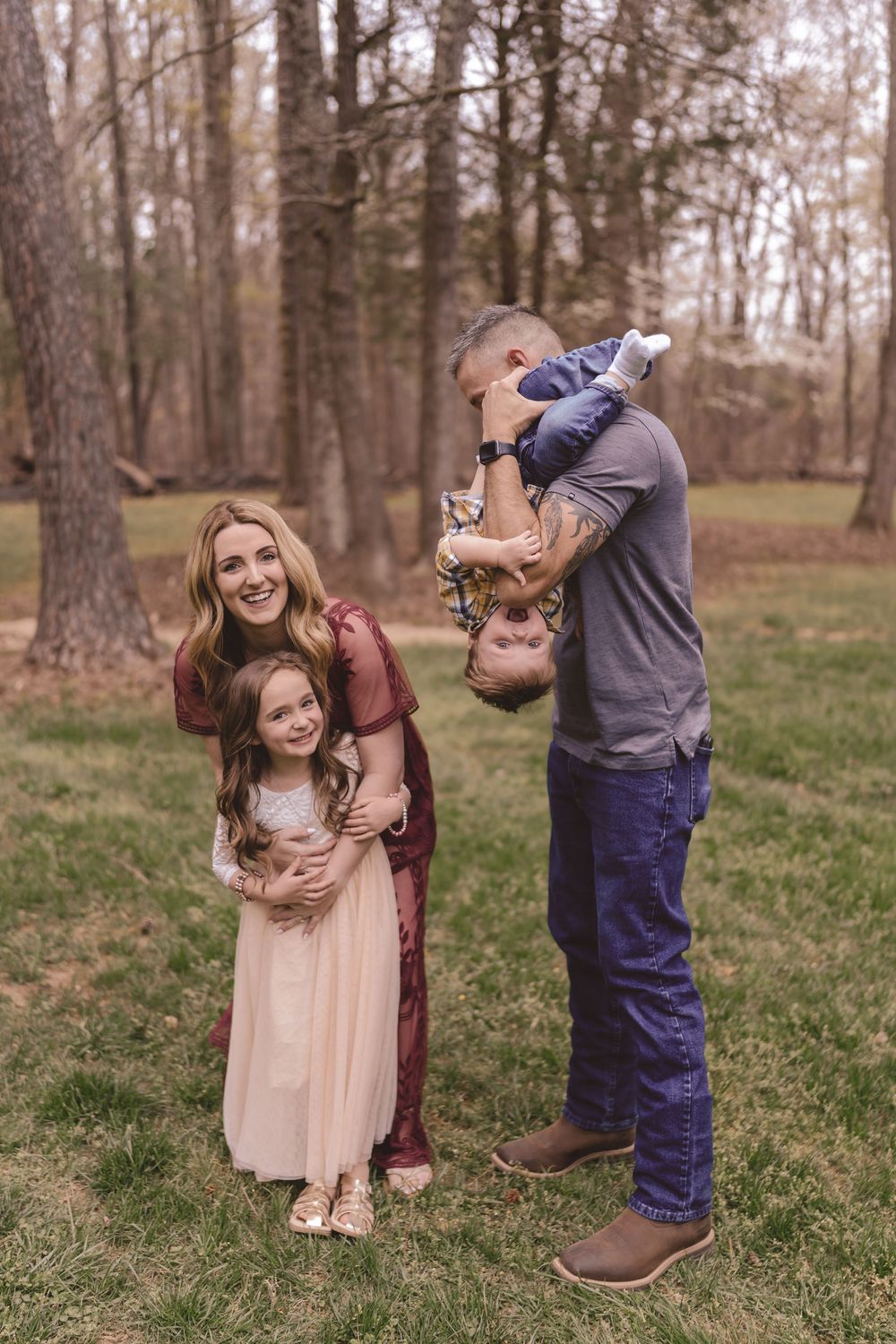 Playful candid of family during a family lifestyle session