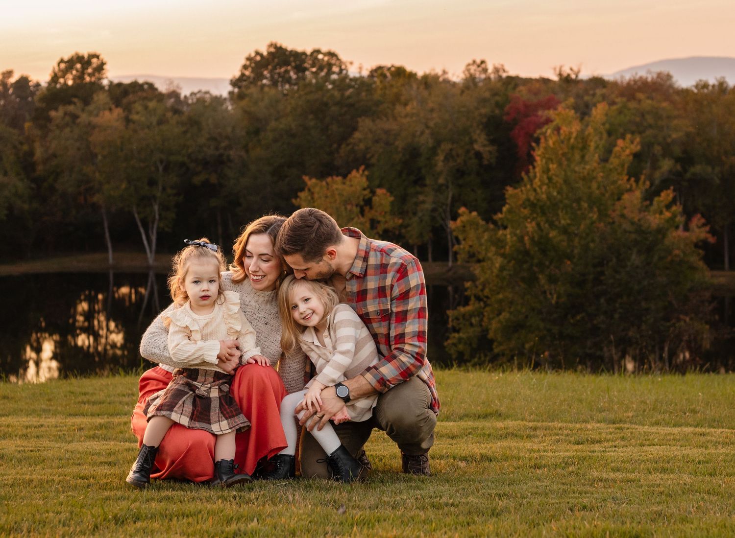 Charlottesville photographer, family, newborn, baby, maternity, fall family session against gorgeous Mountain View