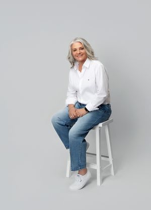 senior woman gray hair modeling portfolio studio natural portraits minimal retouch elegant mature model Sarasota