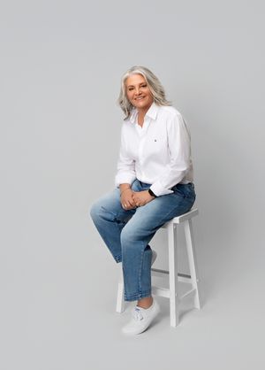 senior woman gray hair modeling portfolio studio natural portraits minimal retouch elegant mature model Sarasota