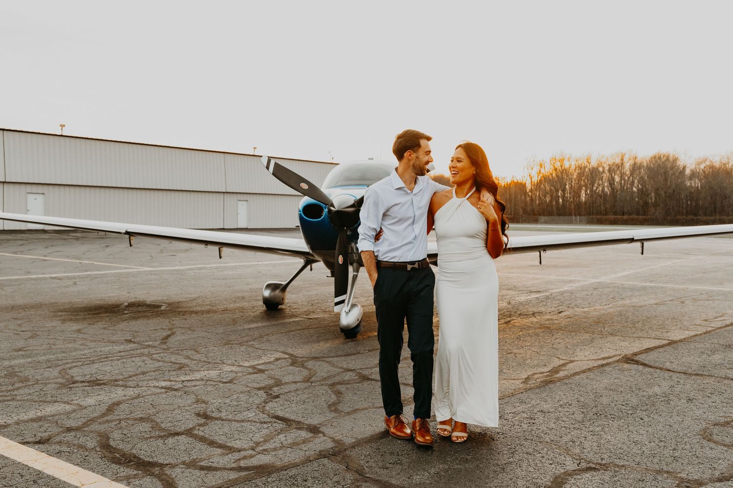 New Jersey engagement photographer, private airplane engagement session NJ, airport engagement photos New Jersey, unique engagement photos