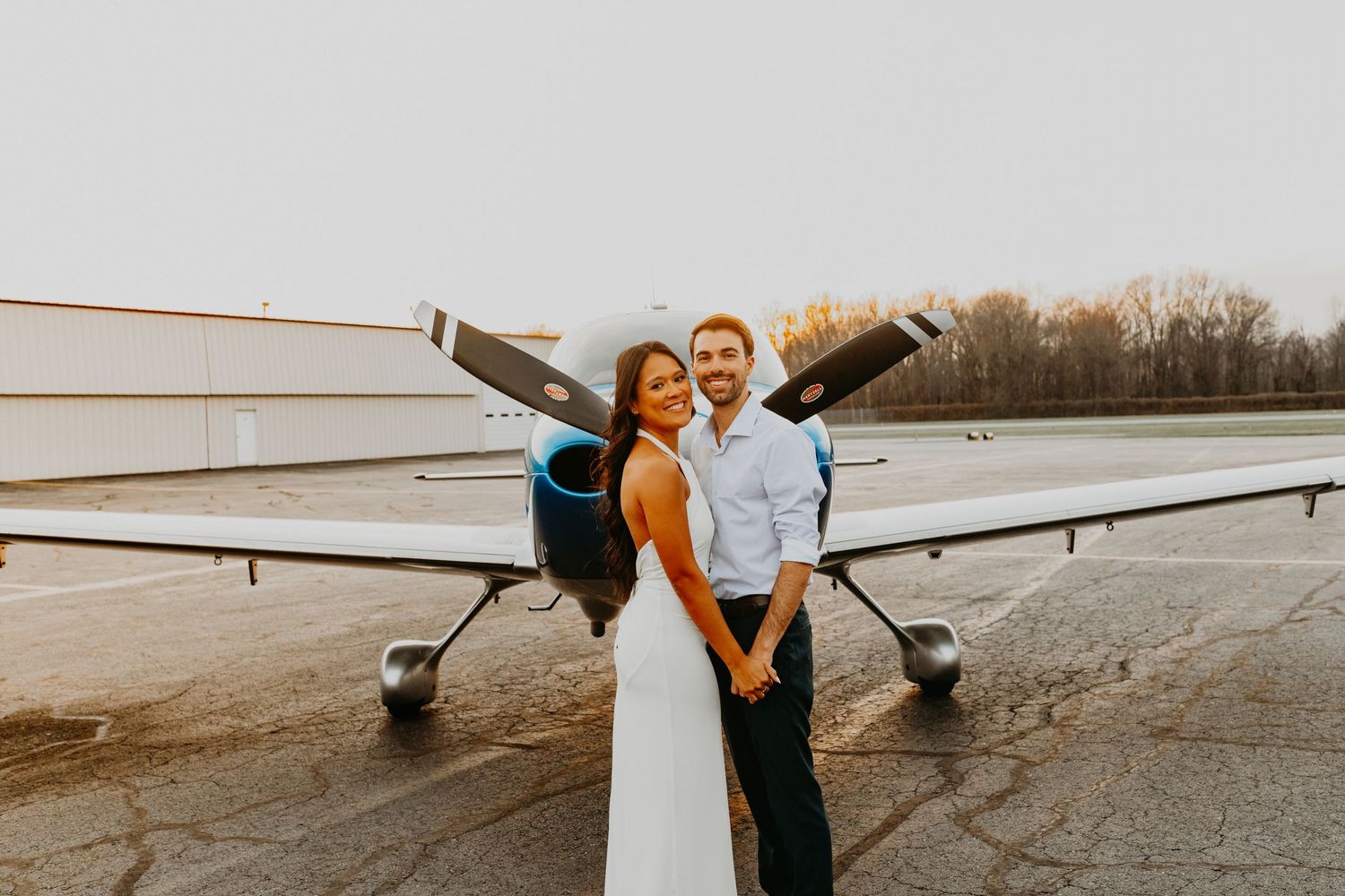 New Jersey engagement photographer, private airplane engagement session NJ, airport engagement photos New Jersey, unique engagement photos