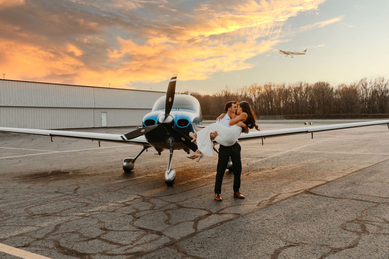 New Jersey engagement photographer, private airplane engagement session NJ, airport engagement photos New Jersey, unique engagement photos