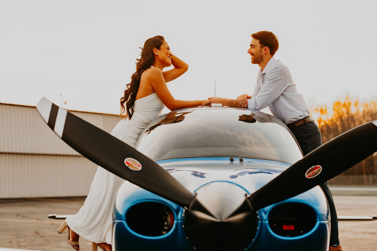 New Jersey engagement photographer, private airplane engagement session NJ, airport engagement photos New Jersey, unique engagement photos