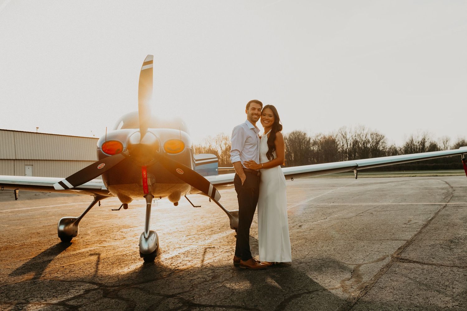 New Jersey engagement photographer, private airplane engagement session NJ, airport engagement photos New Jersey, unique engagement photos