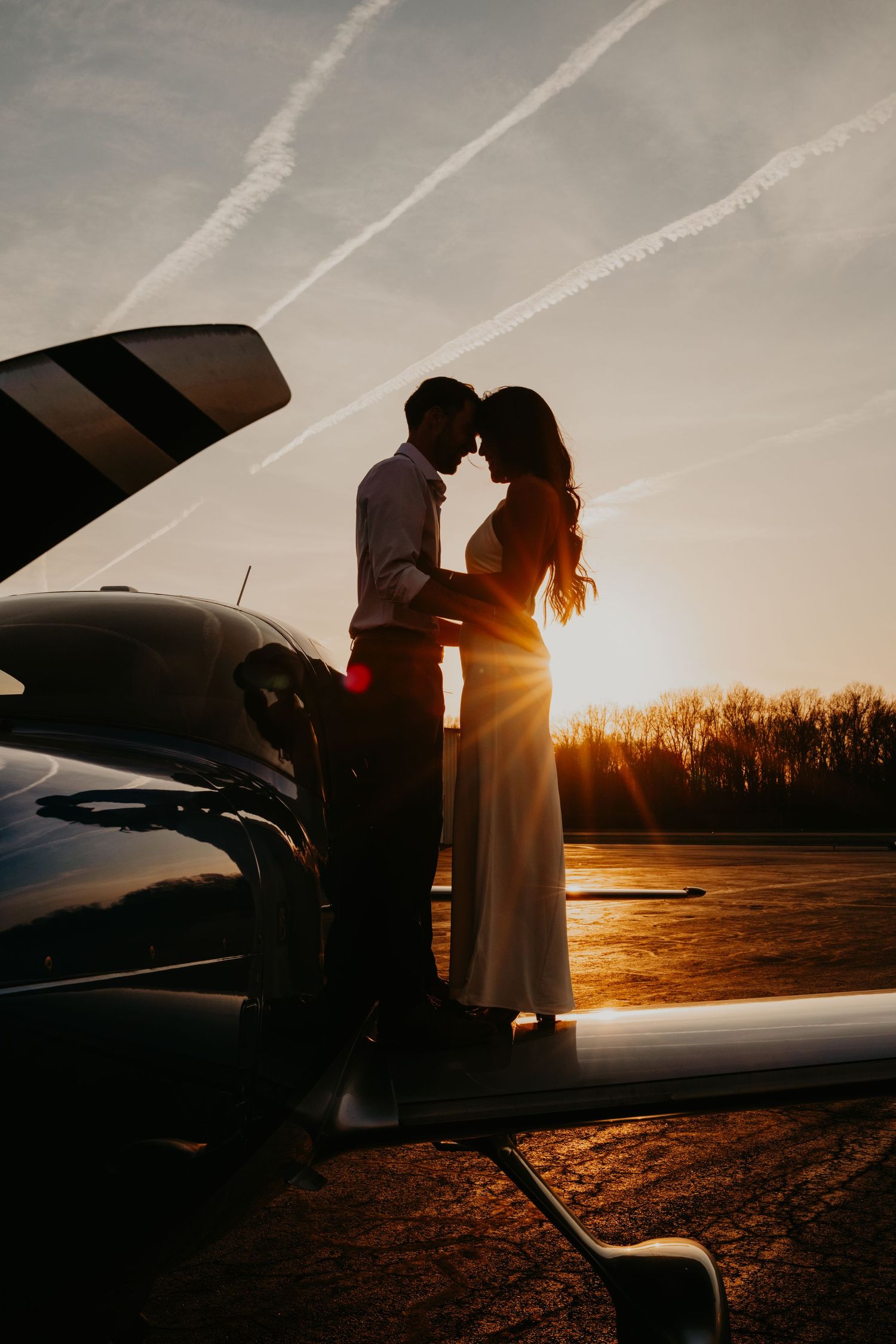 New Jersey engagement photographer, private airplane engagement session NJ, airport engagement photos New Jersey, unique engagement photos