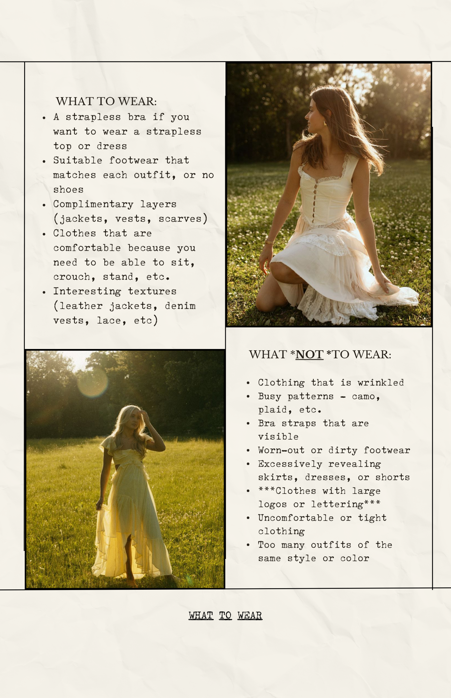 Vintage-style portrait titled 'Grand decisions and tiny moments' in a misty forest setting.