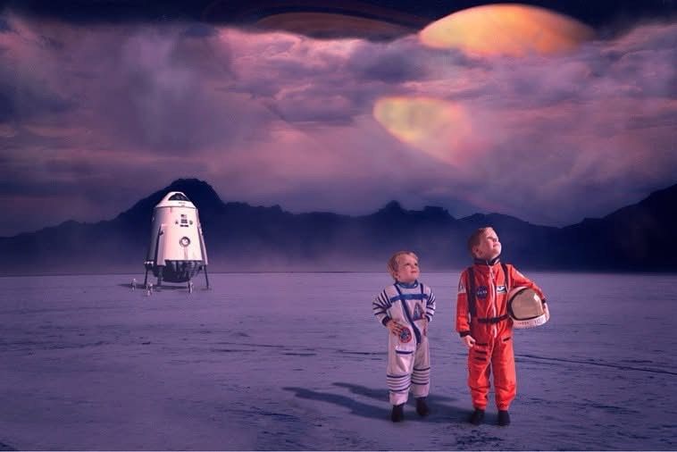 astronaut children spaceship salt flats utah