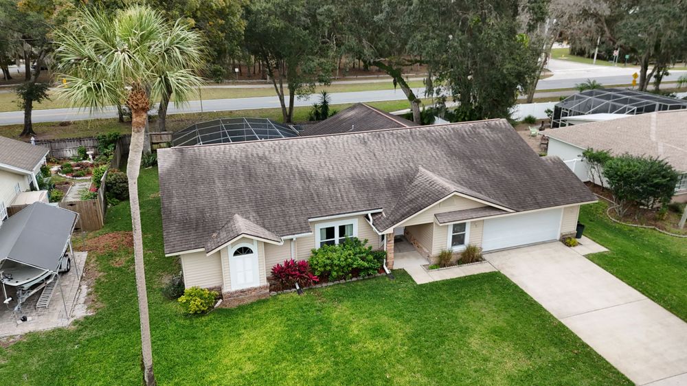 Drone image of front of house