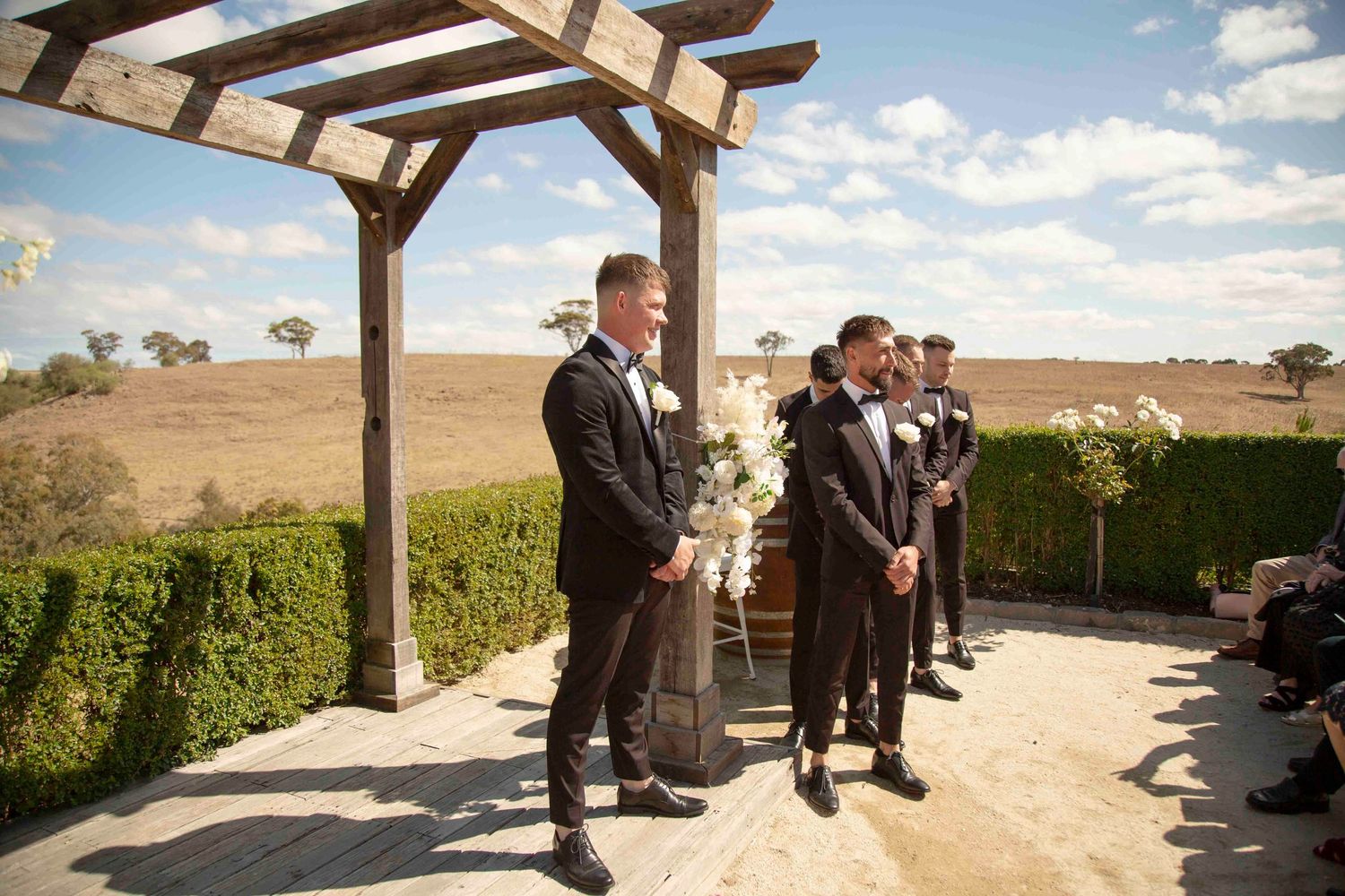 Groom nervously waiting for Bride Warrawong Estate