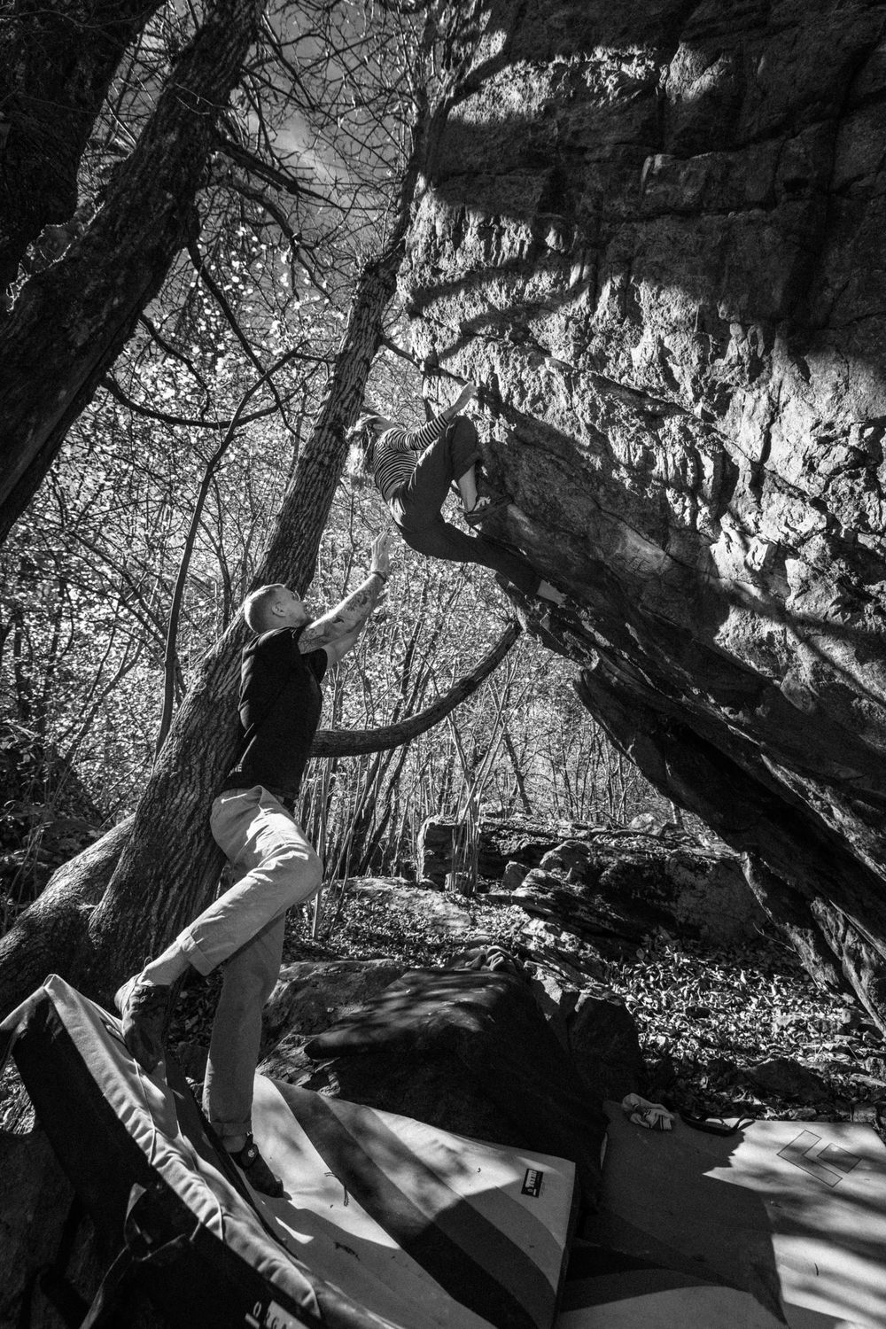 Czech climber Jana Svecova bouldering in Ticino, Switzerland - photo Jan Virt