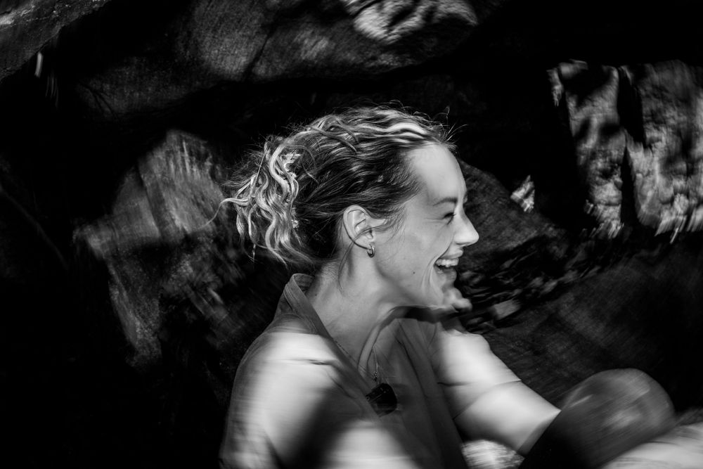 Czech climber Jana Svecova bouldering in Ticino, Switzerland - photo Jan Virt
