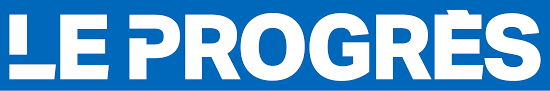 Le Progres newspaper logo in blue and white text.