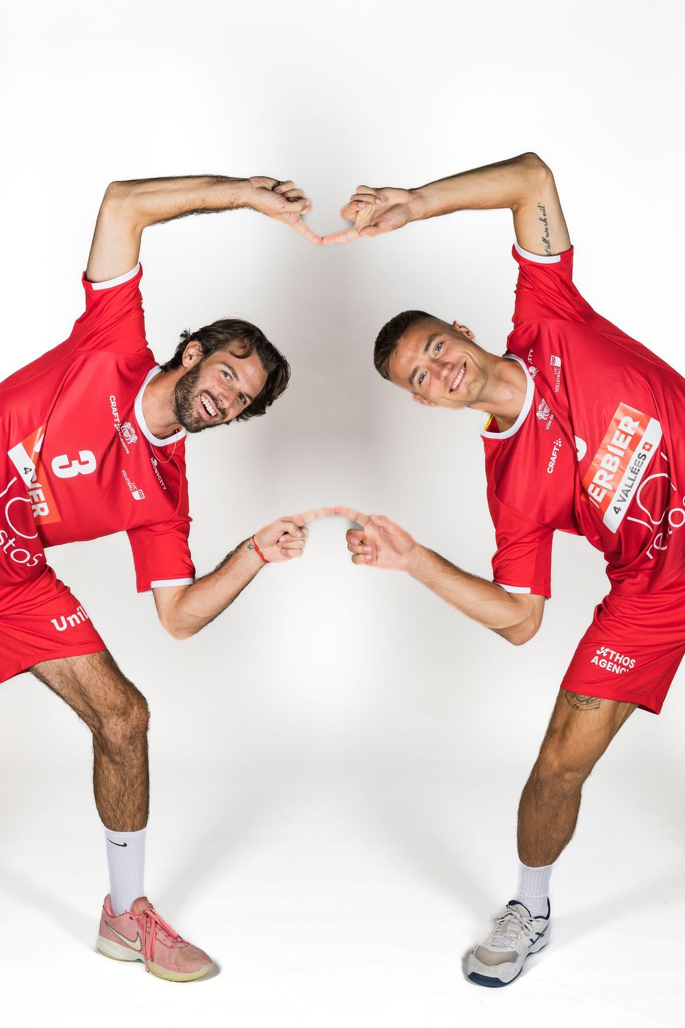 A sequence of dance moves shows a person in red uniform performing a breakdance-style motion against a white background.