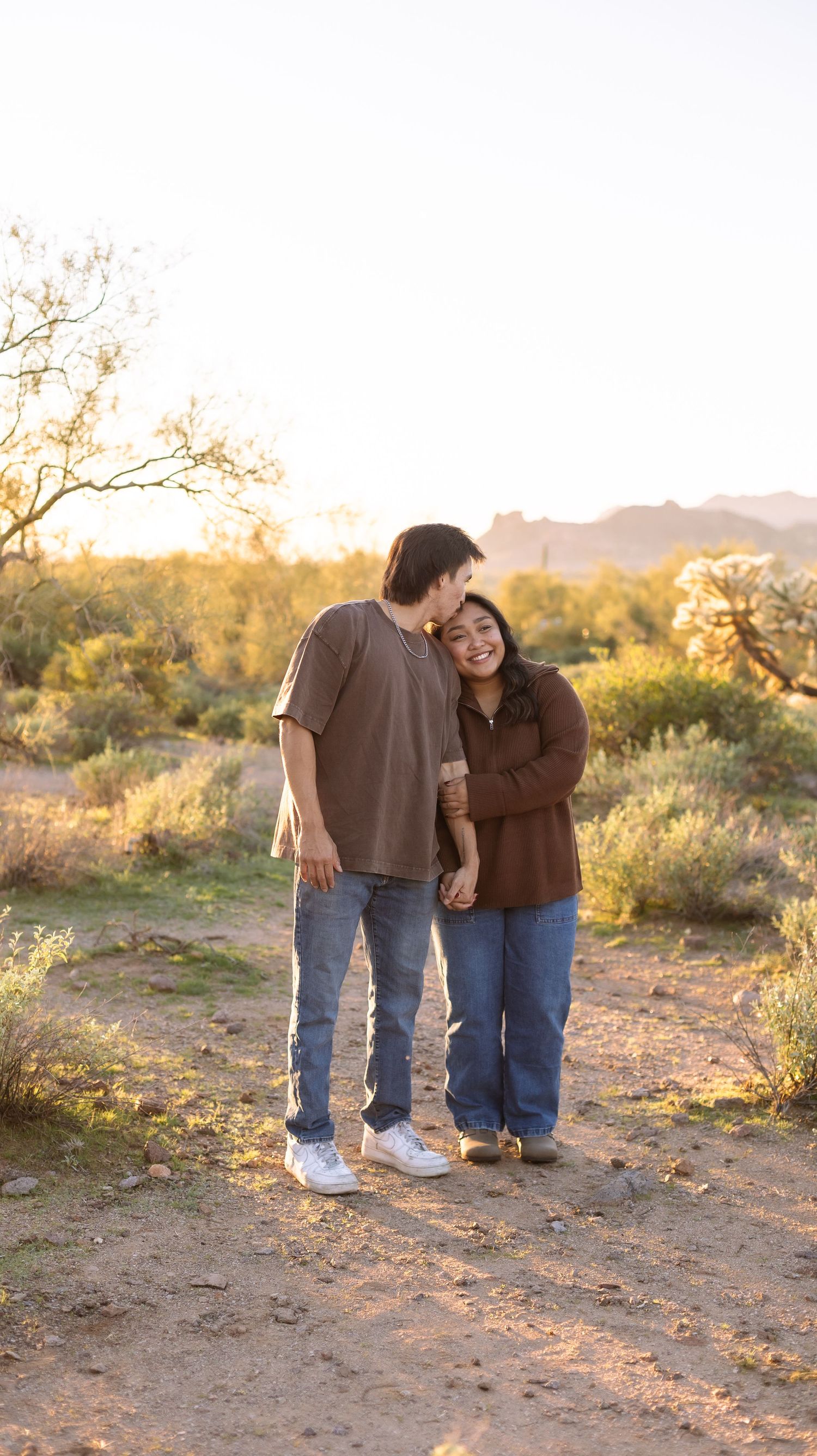 Golden hour desert engagement photos in Arizona, Golden hour couples photos, Phoenix Arizona Couples photographer