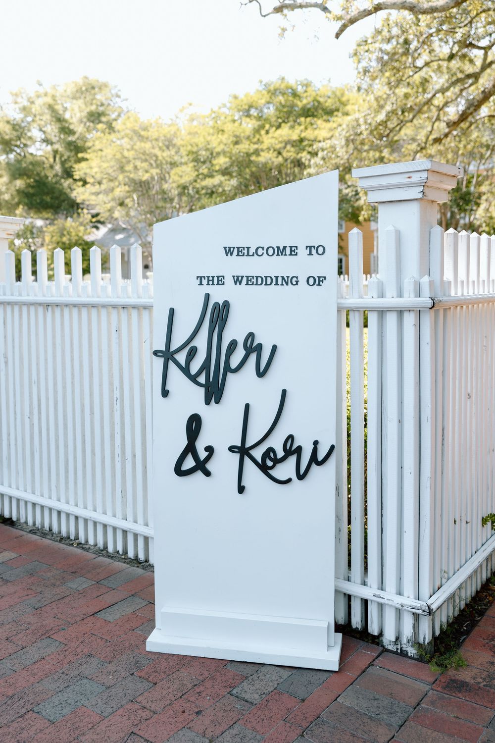 A wedding welcome sign outside of Old Christ Chruch