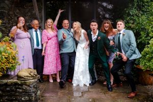 non-traditional wedding photographer in the Lake District - fun family group shot