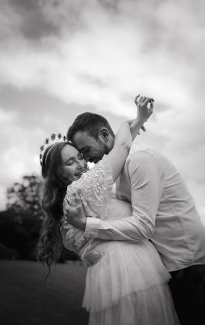 non-traditional wedding photographer in the Lake District - bride and groom cuddle