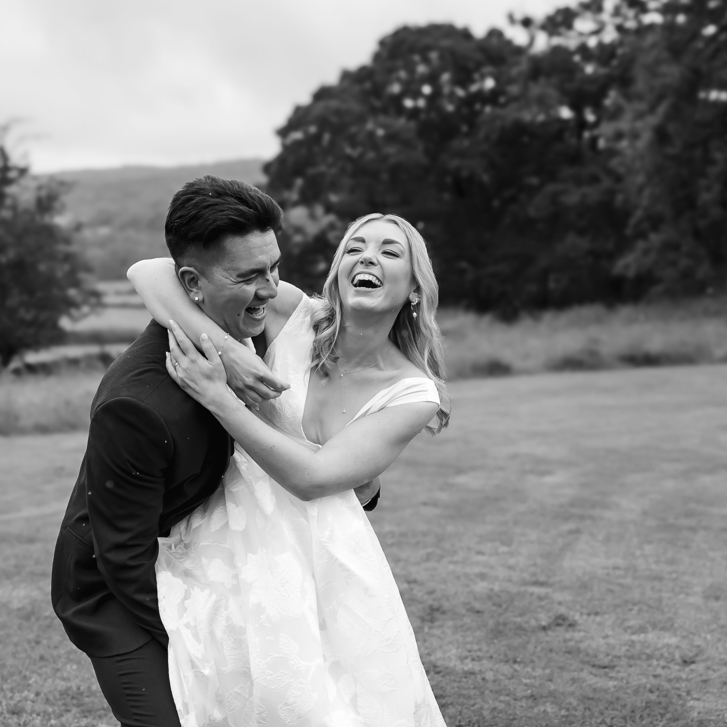 non-traditional wedding photographer in the Lake District - black and white dancing