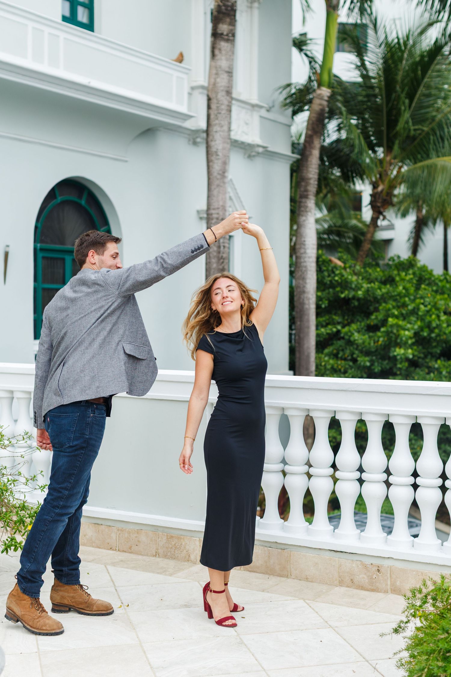 Couples portrait. Condado Vanderbilt Hotel in San Juan, Puerto Rico.