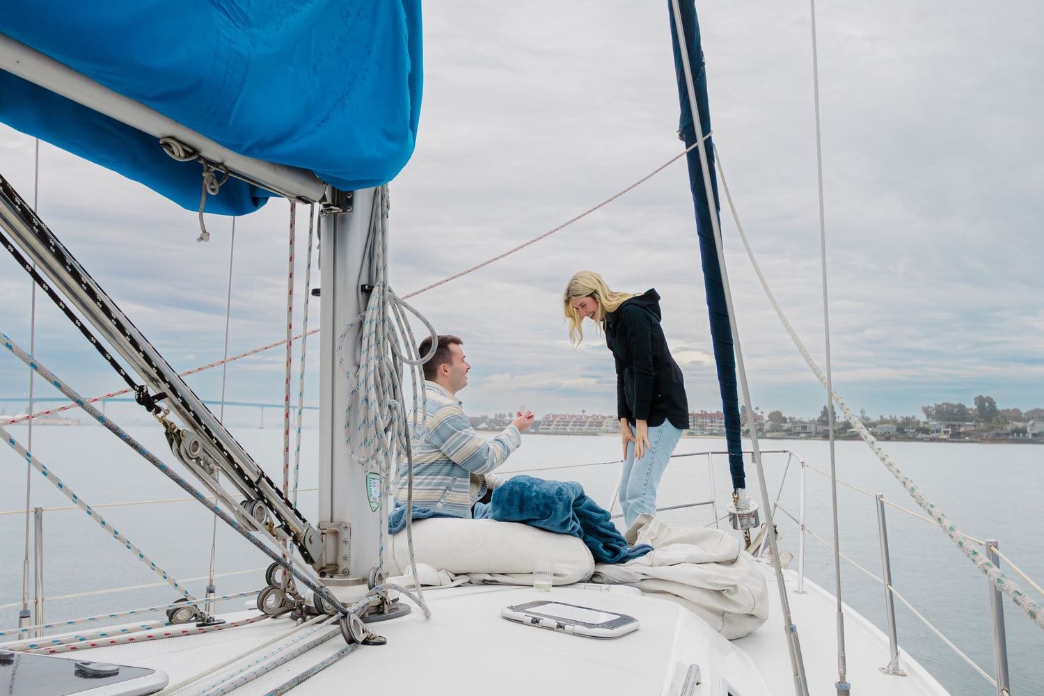 proposal on a sailboat
