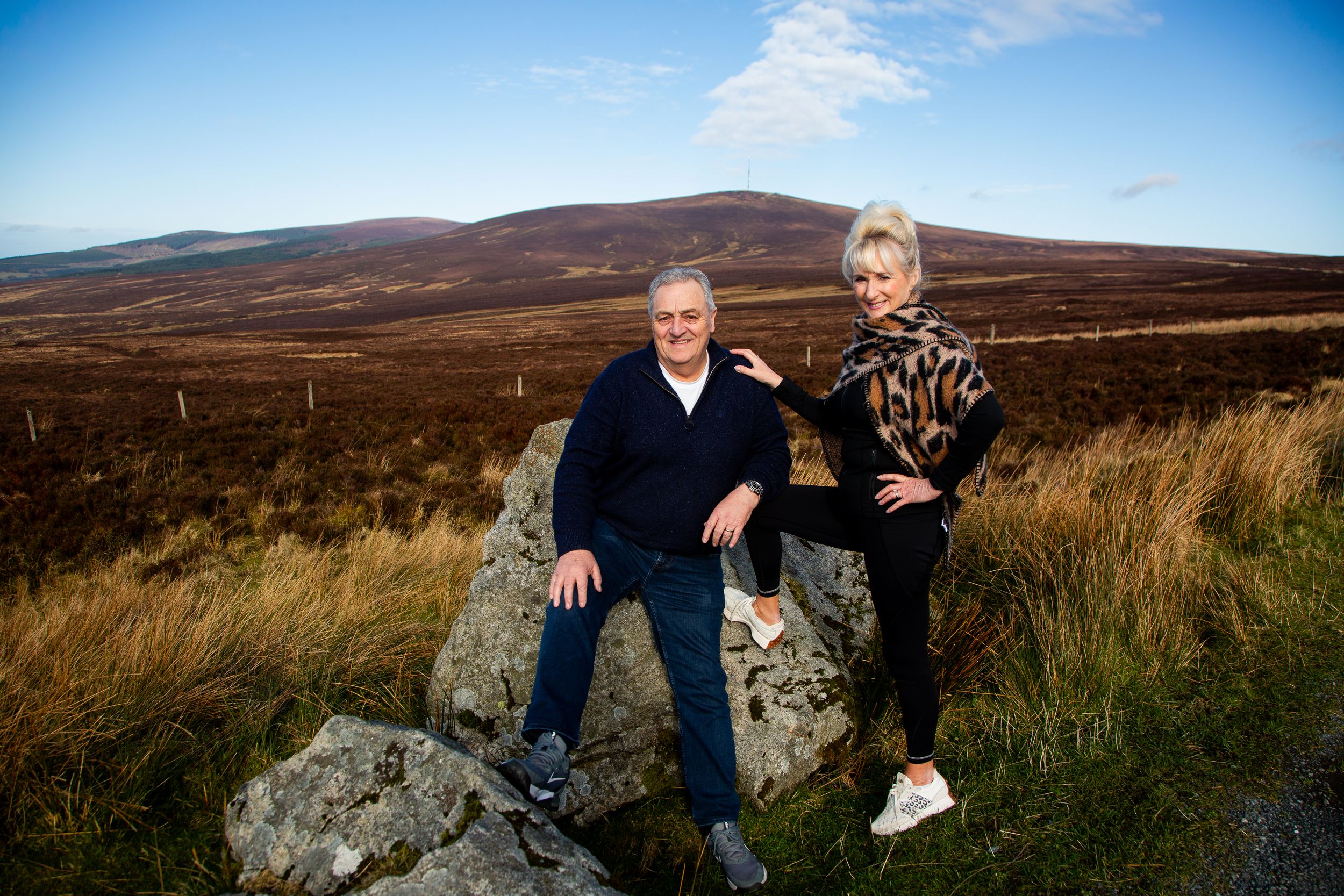 fit couple enjoying their private guided tour of the wicklow mountains scenery.