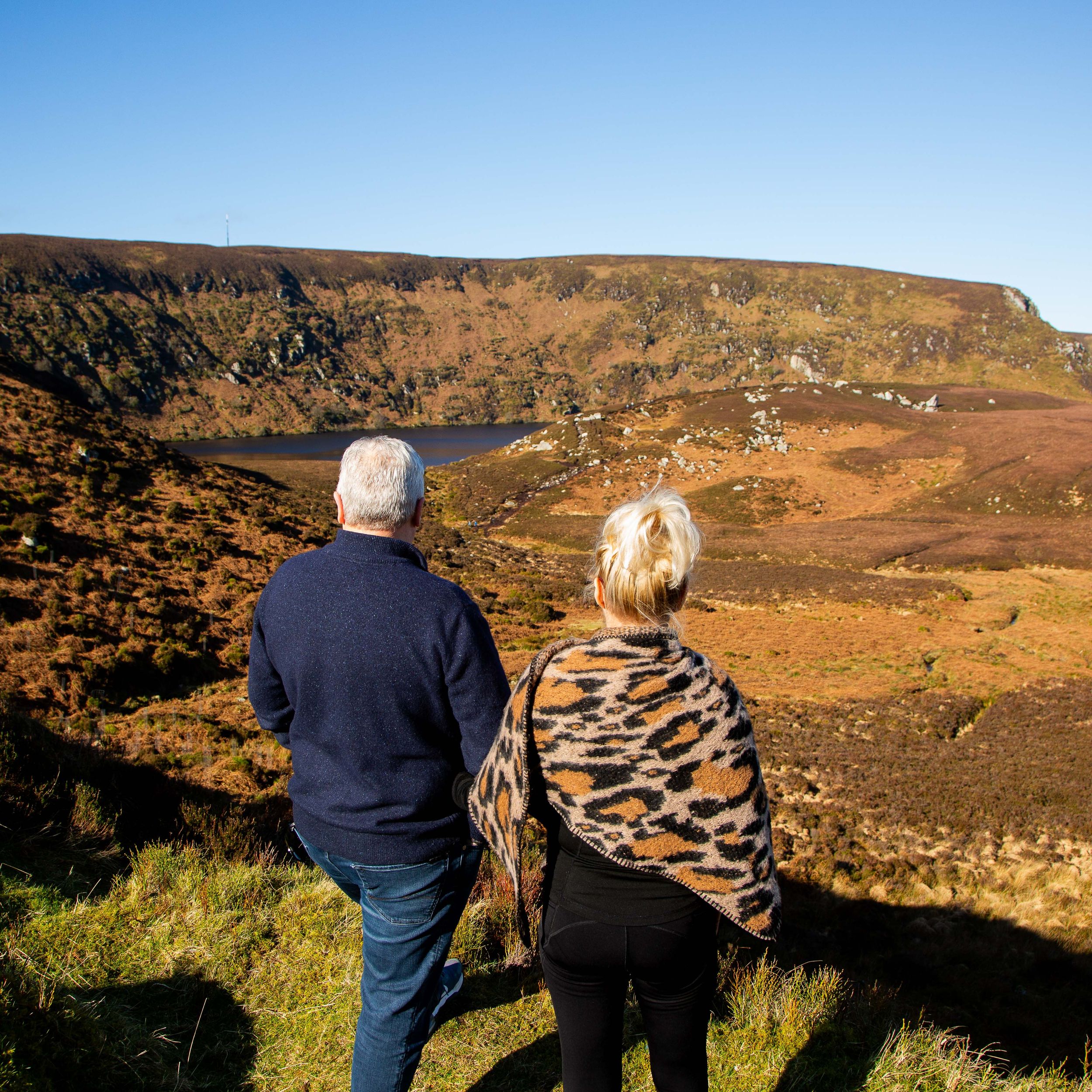couple enjoying picturesque views of  Lough Bray in County Wicklow