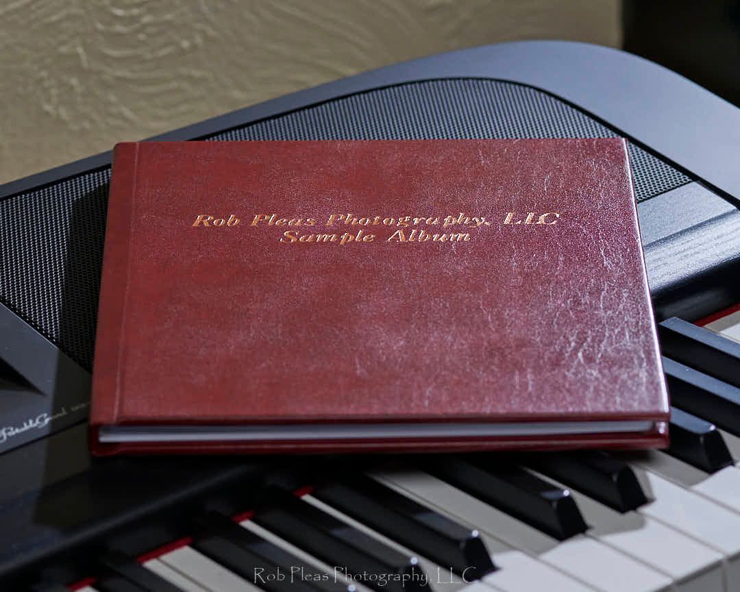 Top view of high school senior memory album from Rob Pleas Photogrphy, LLC.  Leatherette cover.