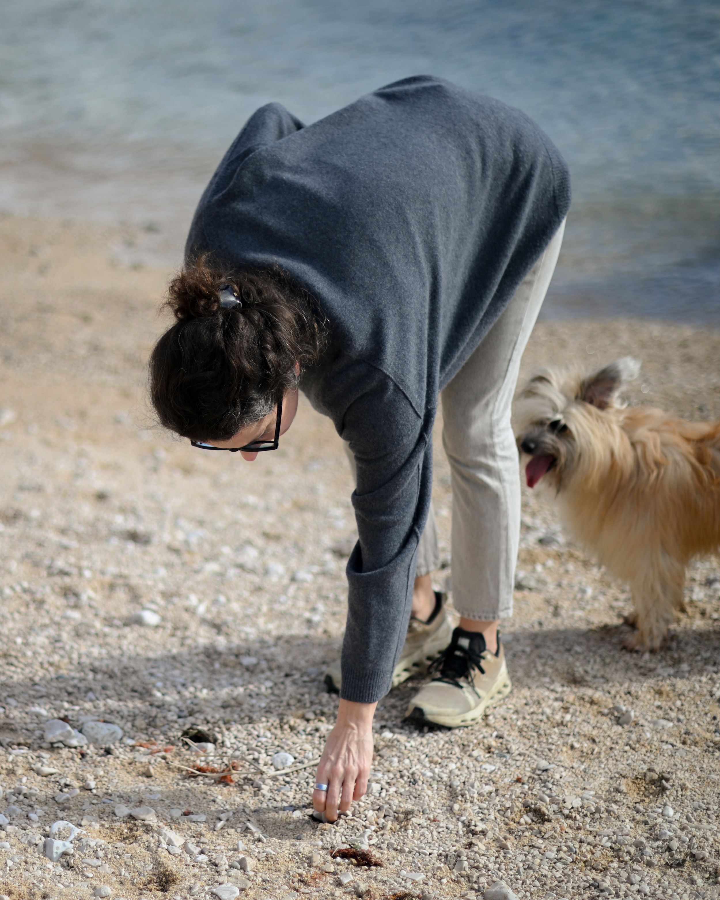 woman with her dog during a quiet photography session