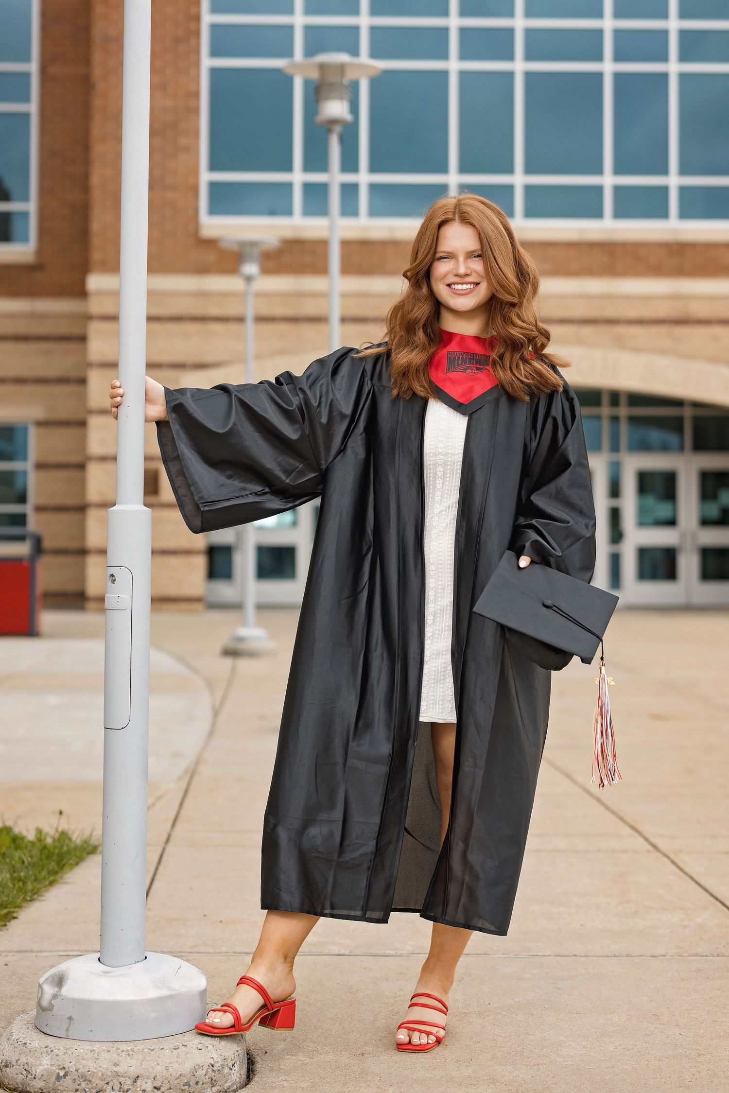 High school senior cap and gown at Mt Ridge High School Maryland by senior photographer Karen Morgan Photography