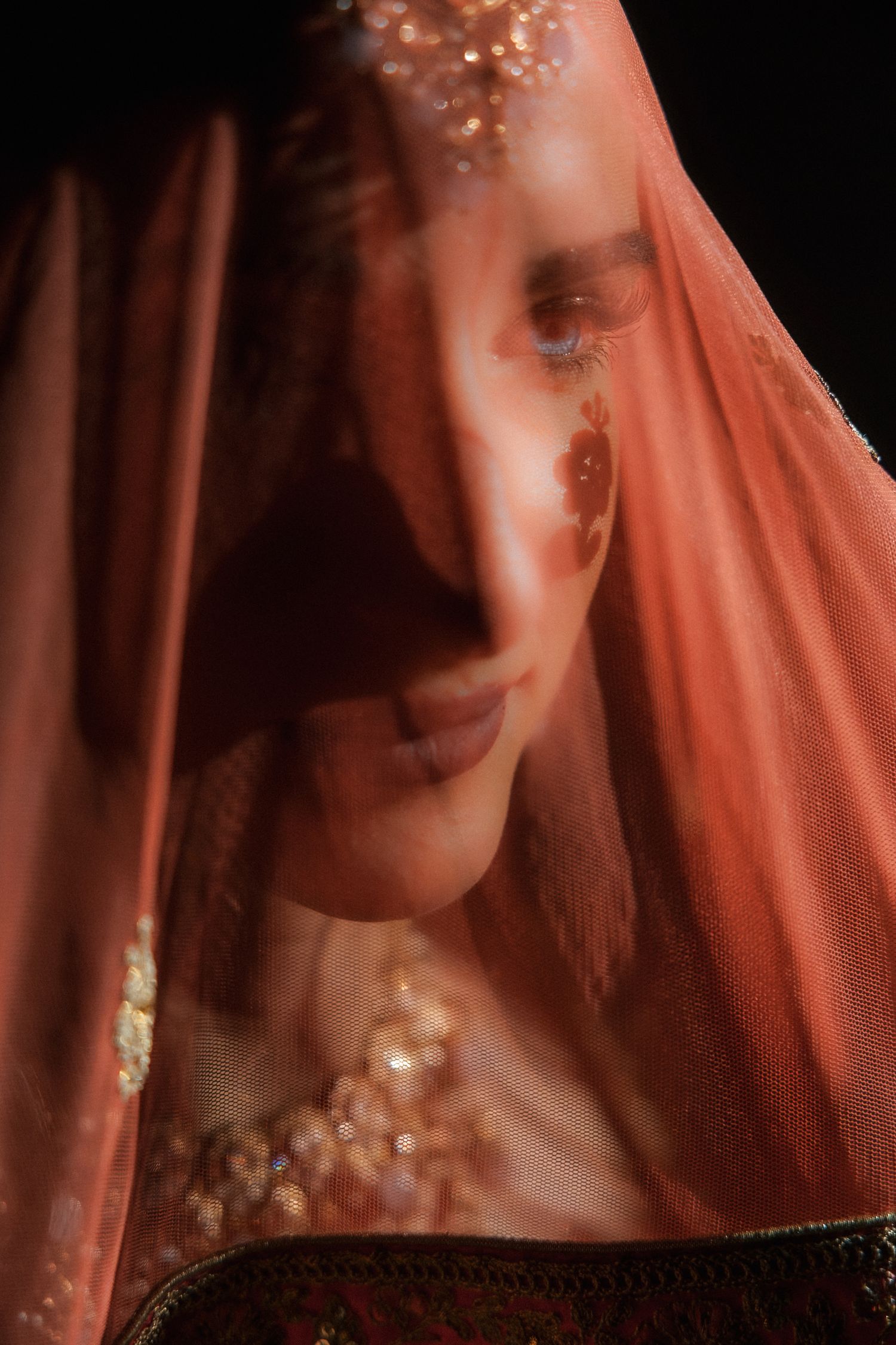 Moldovan bride red veil portrait Casa Bons Ares Portugal