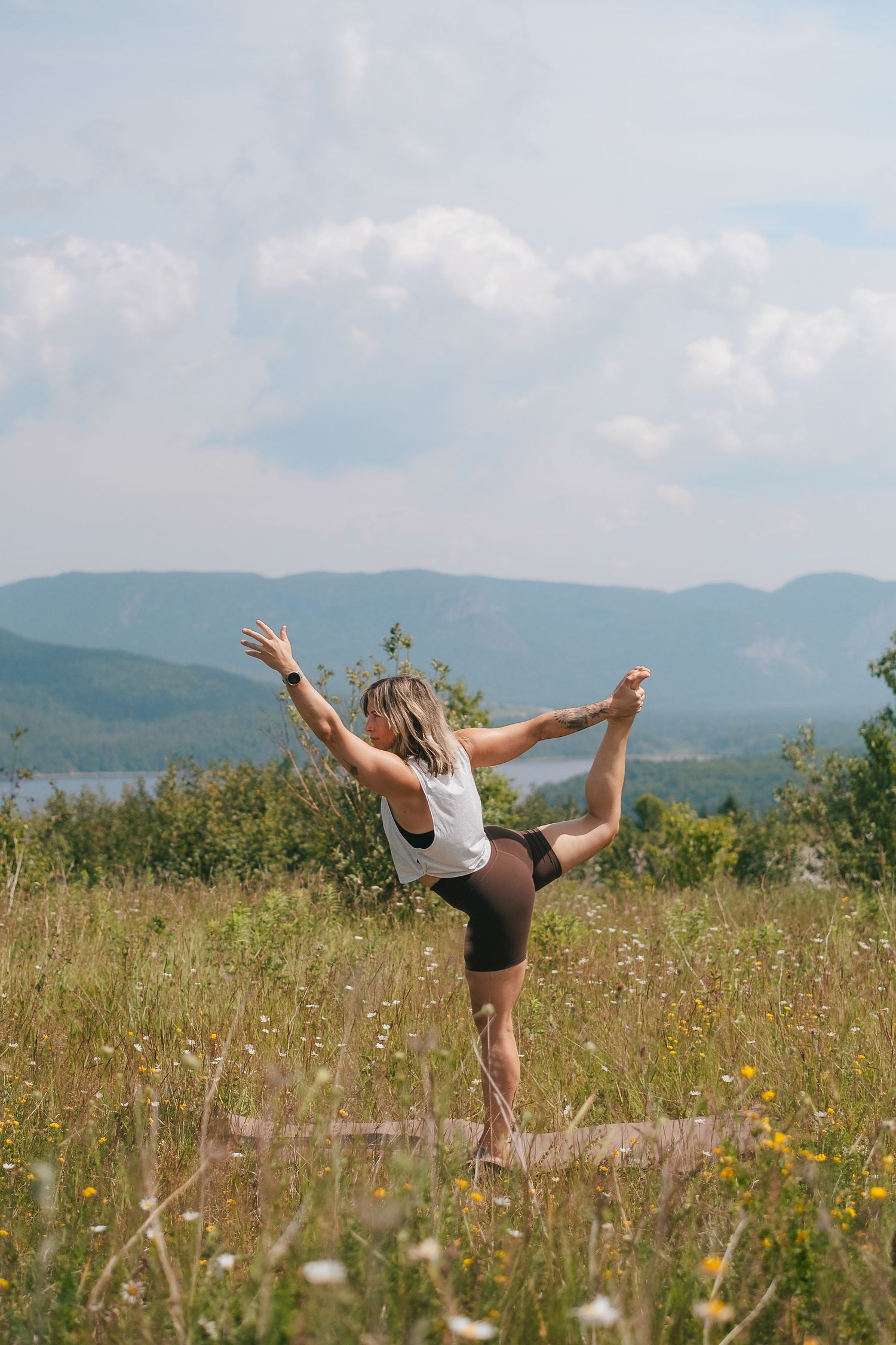 yoga instructor in child pose