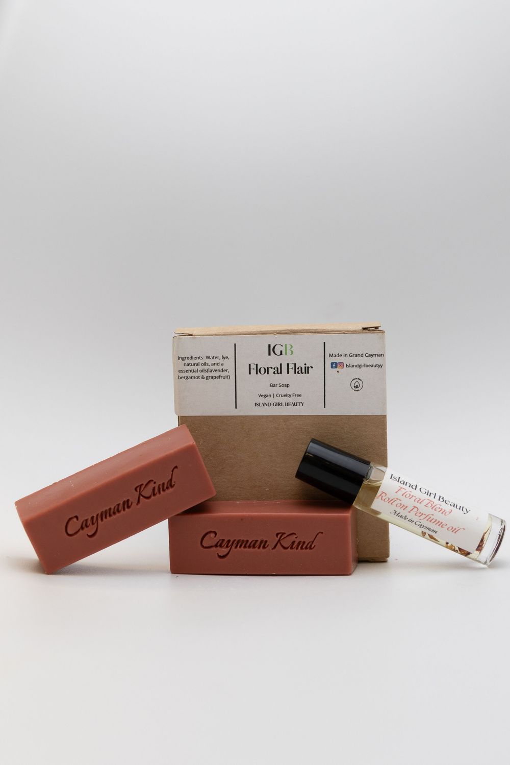 Cayman Kind branded packaging and boxes displayed on white background with product details.