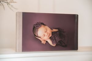 Series of professional portrait photographs arranged in a minimalist wall display.