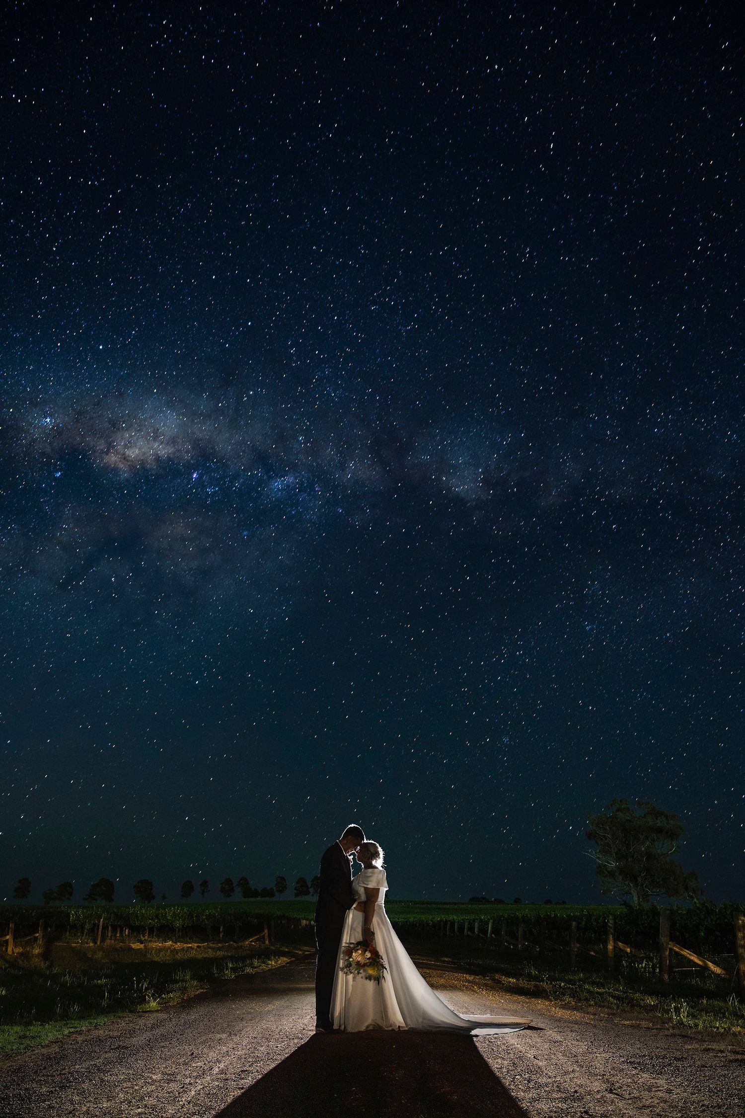 Under the Milky Way at Two Rivers Winery by Adam West, Hunter Valley Wedding Photographer.