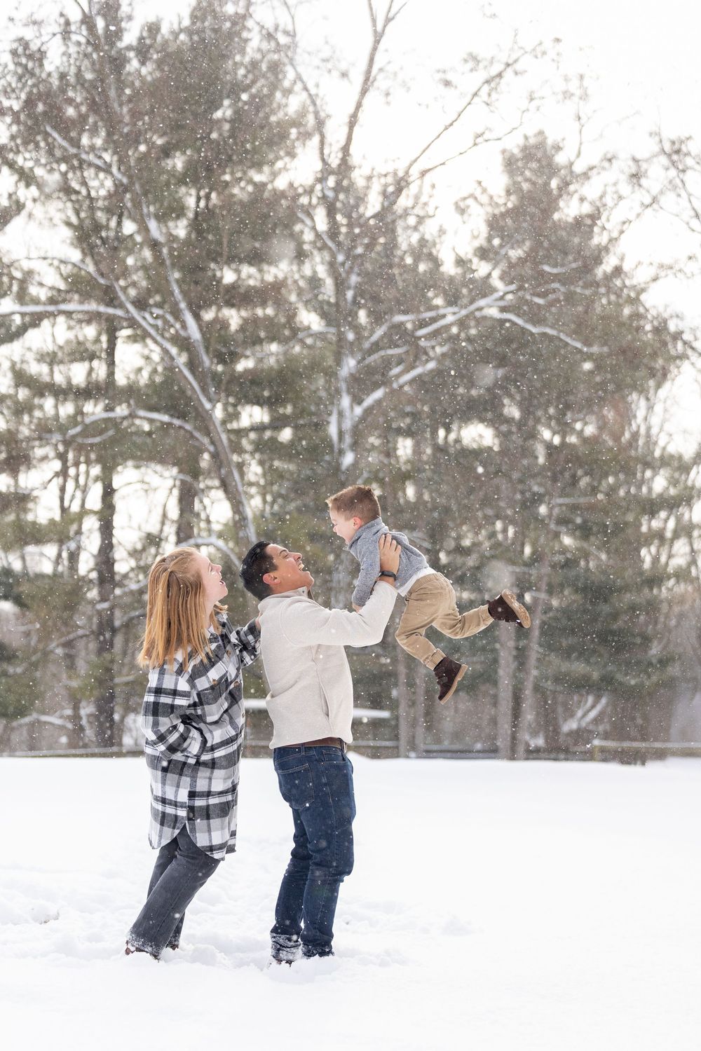 family in the snow