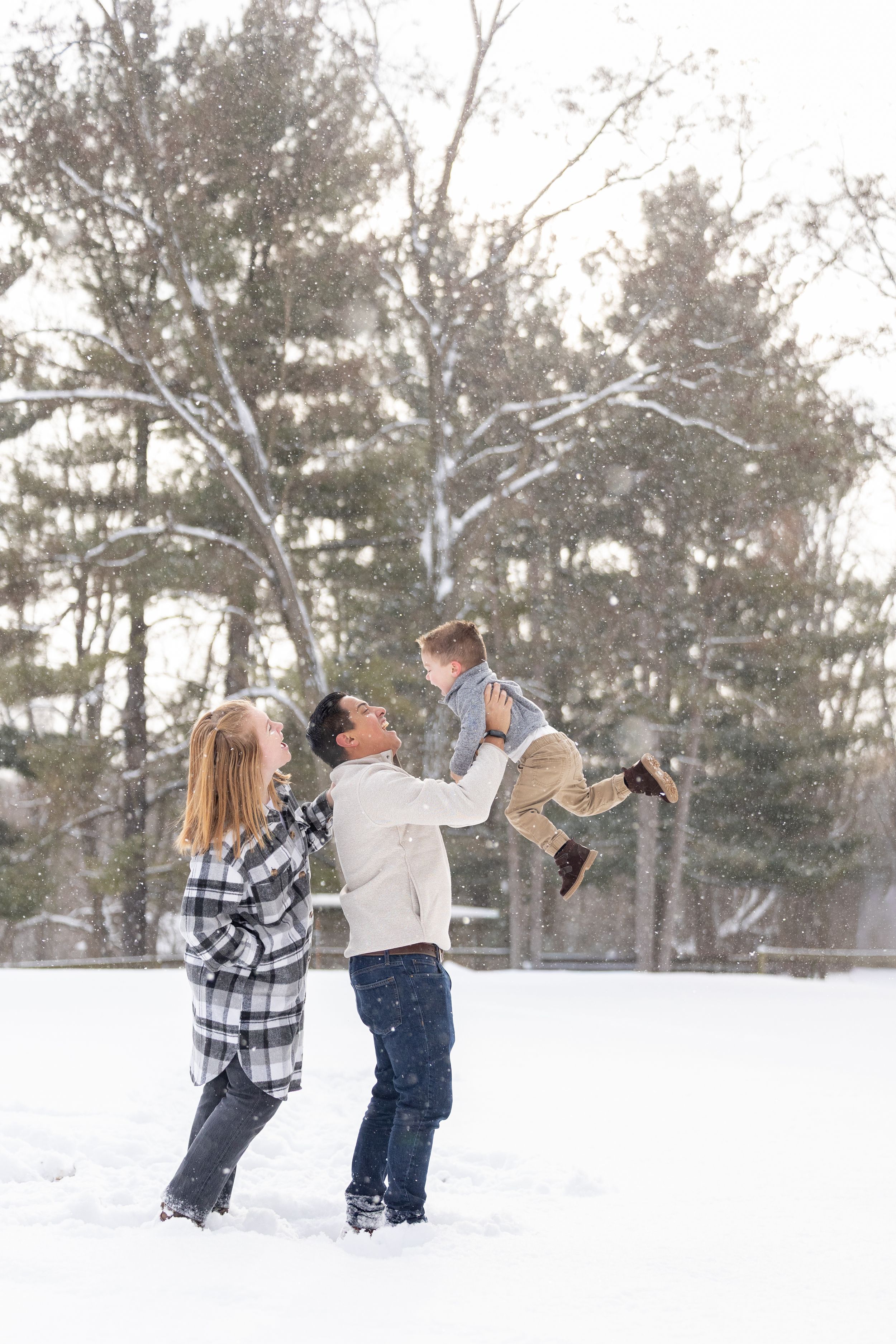 family in the snow