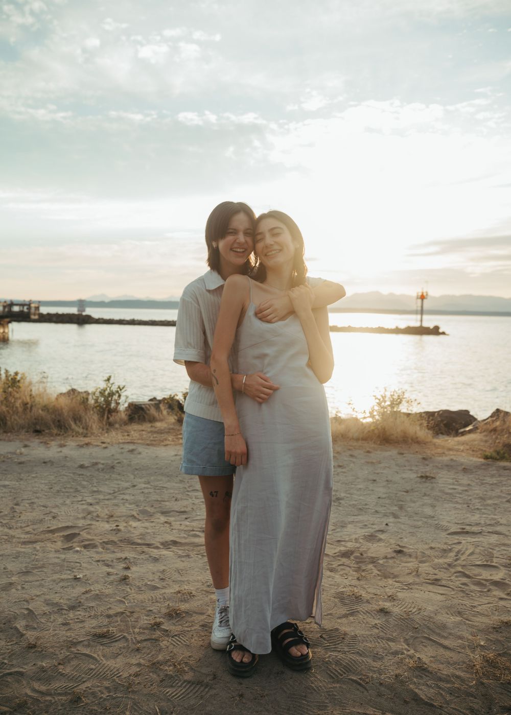 Seattle sunset proposal, Golden Gardens, Seattle, queer couple,  engagement photography, lgbtq photography, proposal photography